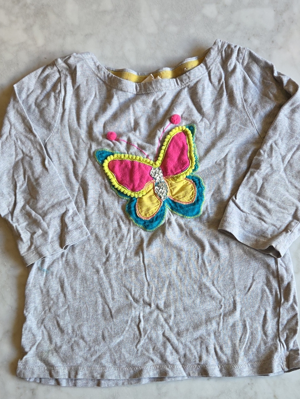 Mini Boden 3/4 Sleeve Butterfly Tee